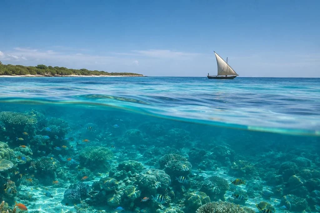 Marine wildlife observation planning artwork for Mombasa Marine National Park
