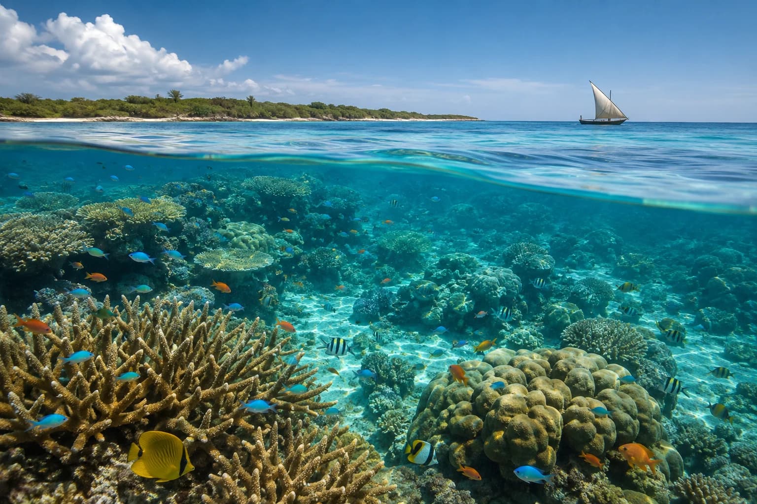 Mombasa Marine National Park landscape in Kenya