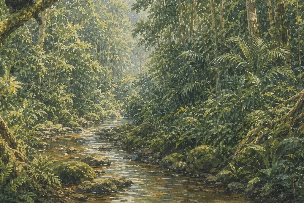 Primate and canopy observation planning artwork for Budongo Forest