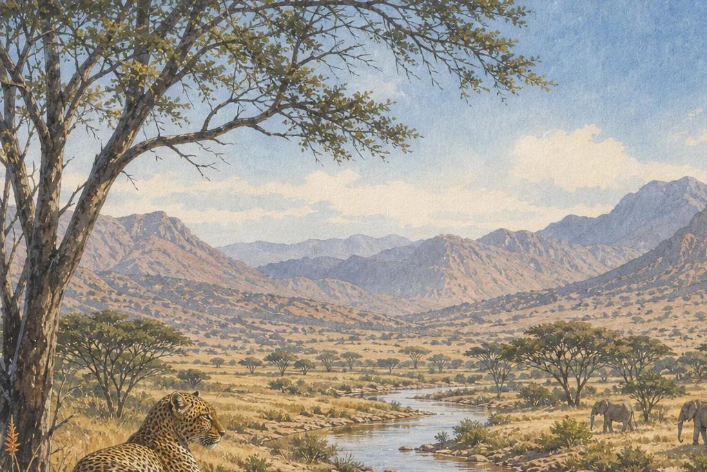 Guided wildlife drive planning artwork for Buffalo Springs National Reserve
