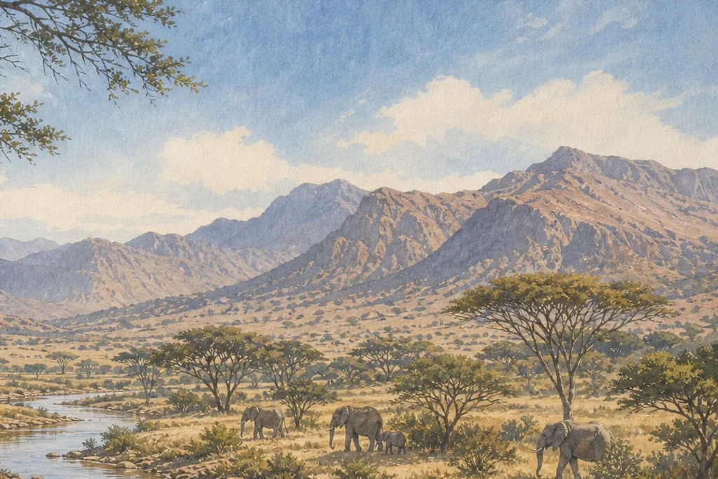 Birding and habitat observation planning artwork for Buffalo Springs National Reserve