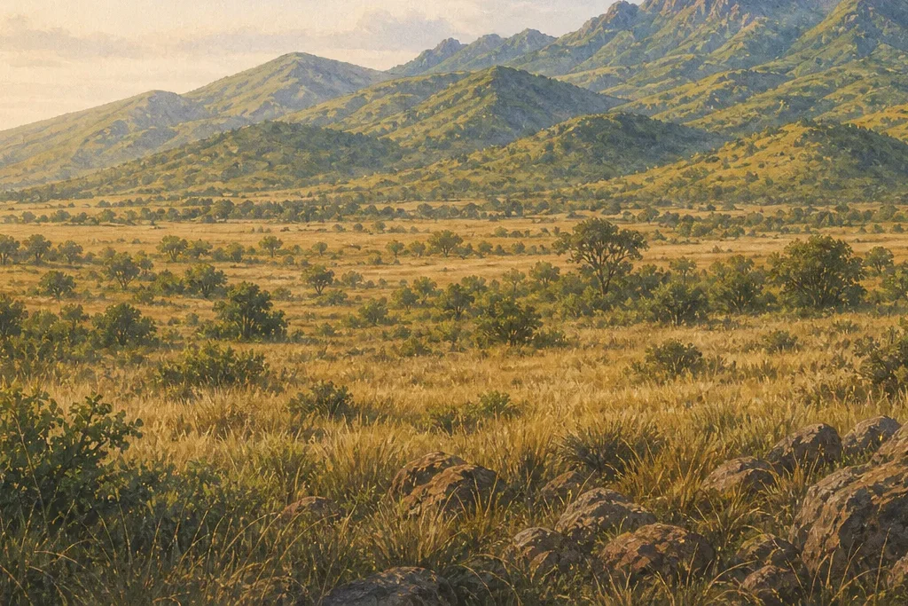 Highland landscape photography planning artwork for Chyulu Hills National Park