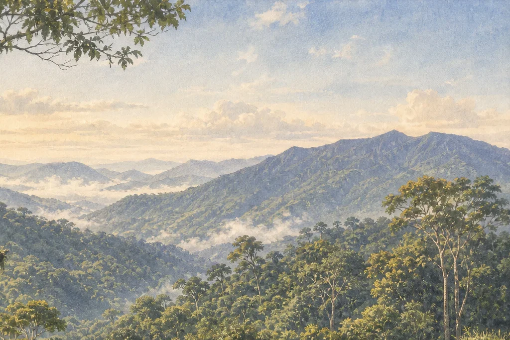 Forest birding planning artwork for Kibale National Park