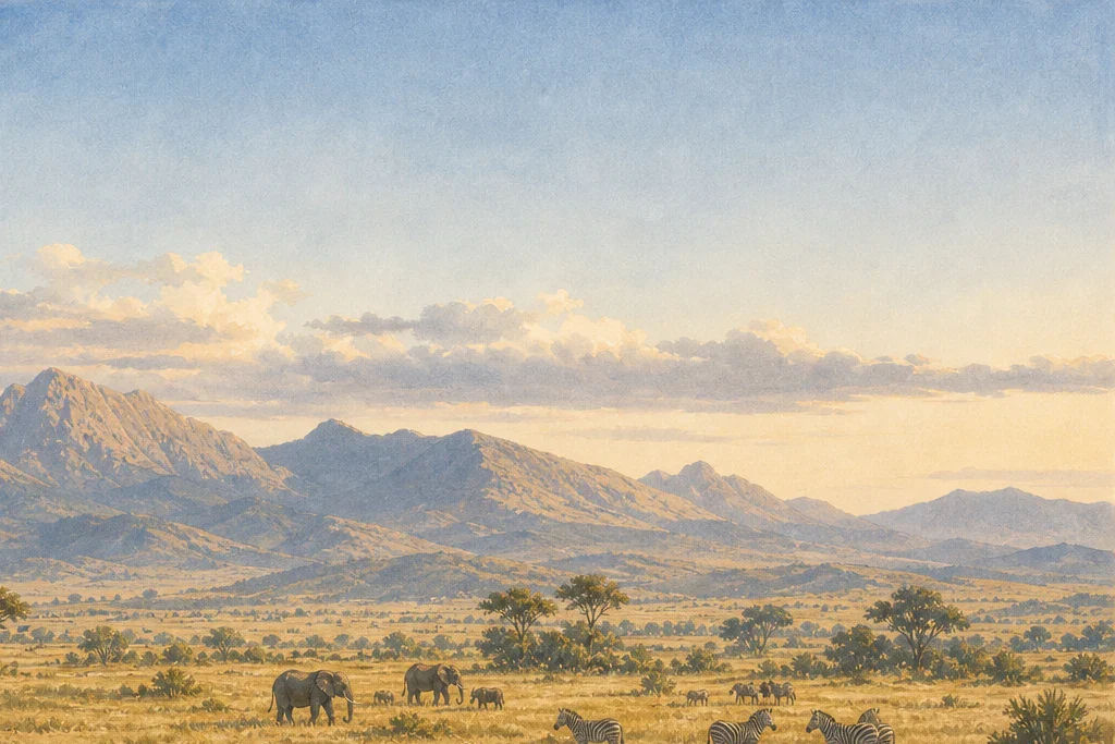 Birding and habitat observation planning artwork for Kidepo Valley National Park