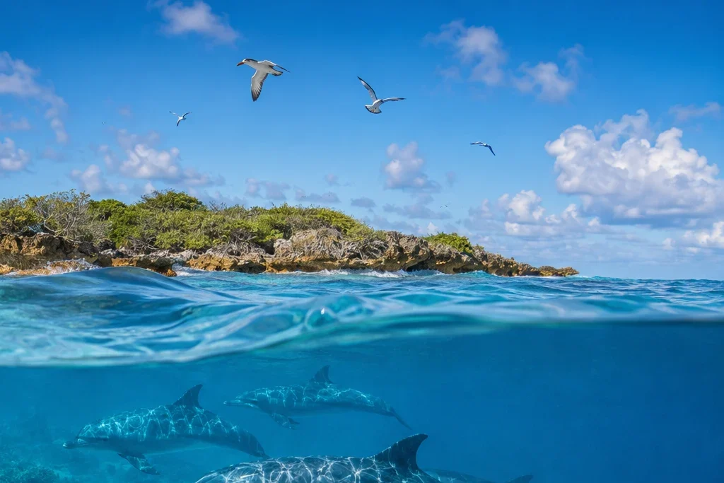 Marine wildlife observation planning artwork for Kisite-Mpunguti Marine National Park