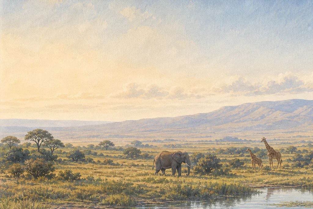 Conservancy wildlife drive planning artwork for Laikipia Plateau