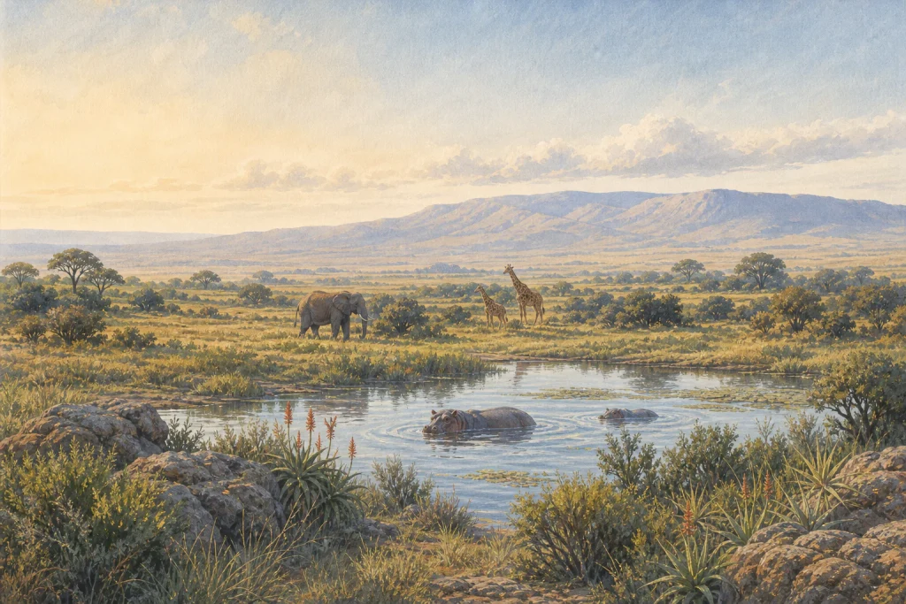 Laikipia Plateau habitat and landscape artwork