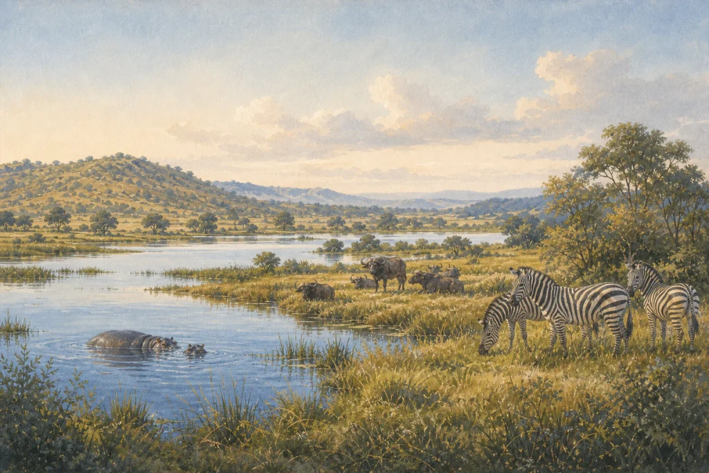Lake Mburo National Park habitat and landscape artwork