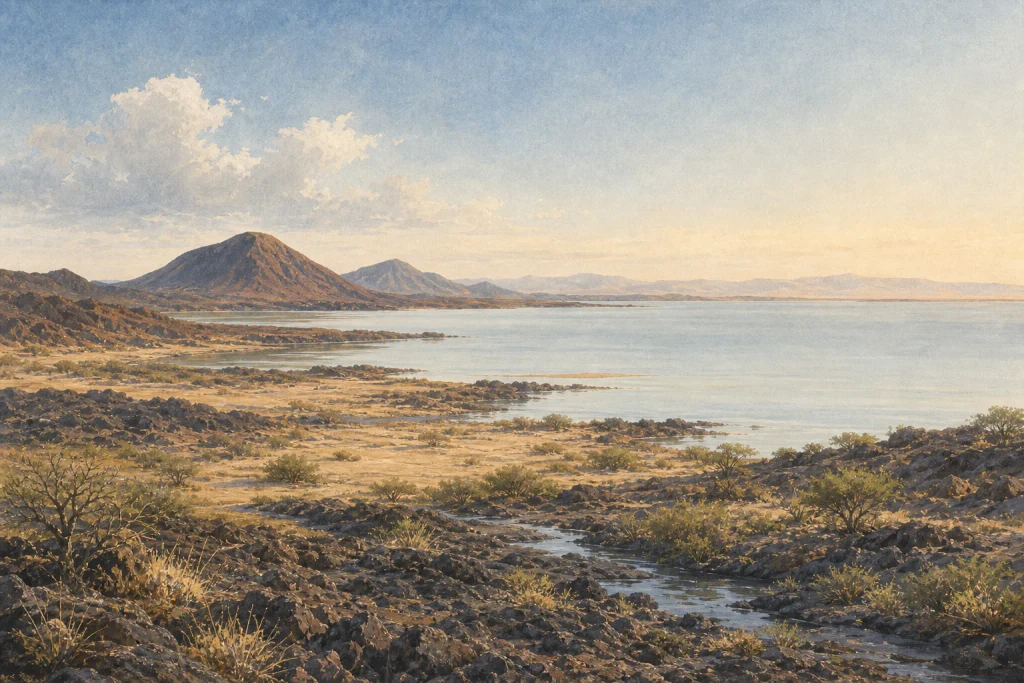 Lake Turkana habitat and landscape artwork
