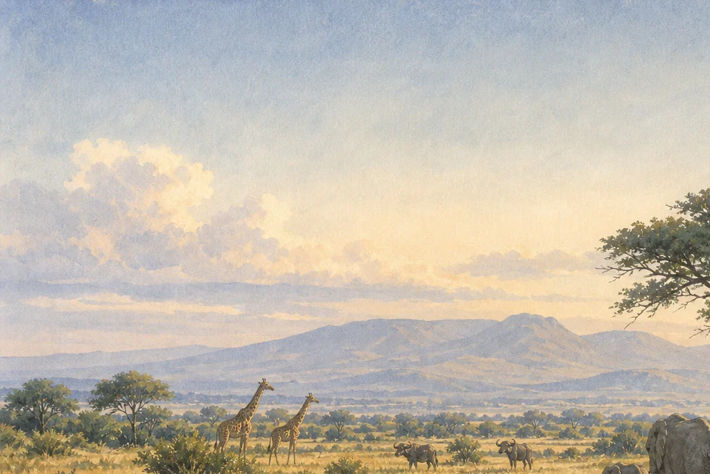 Conservancy wildlife drive planning artwork for Lewa Wildlife Conservancy