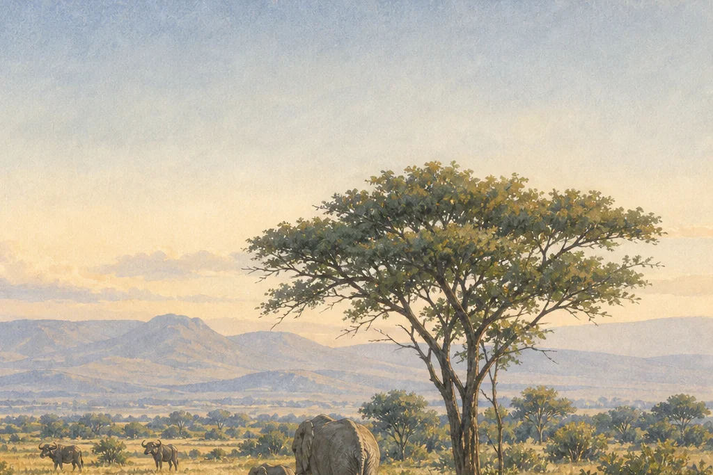 Guided nature walk planning artwork for Lewa Wildlife Conservancy