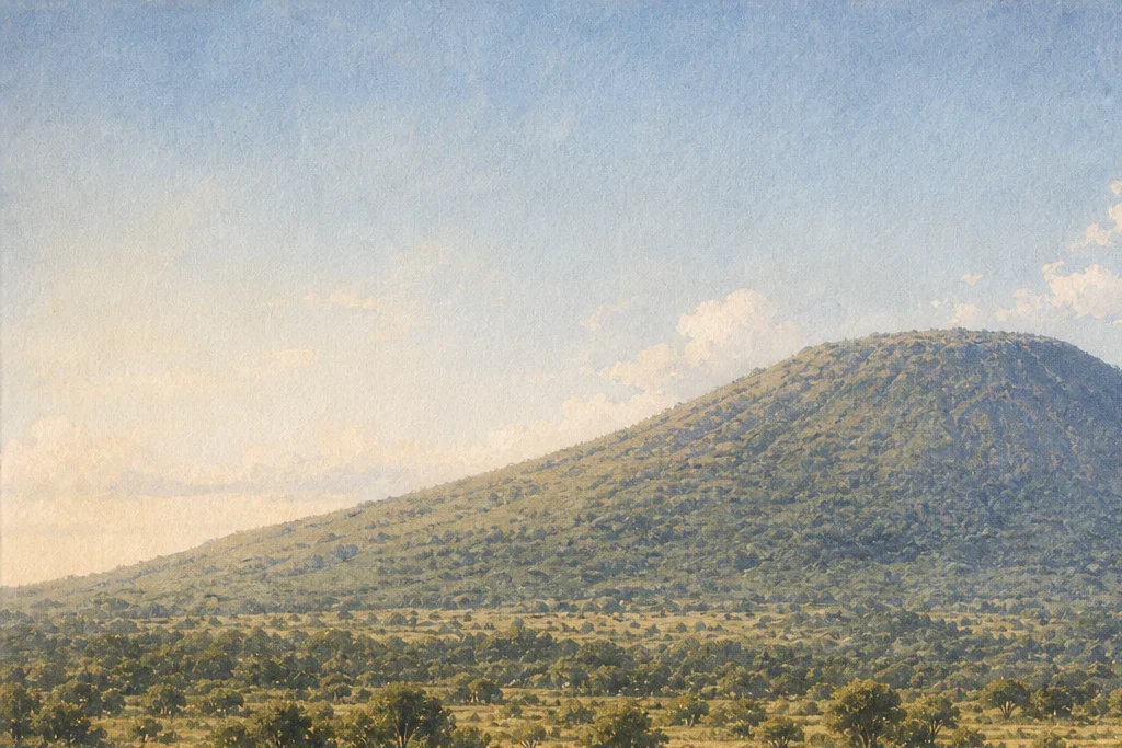 Guided mountain or escarpment trail planning artwork for Marsabit National Park