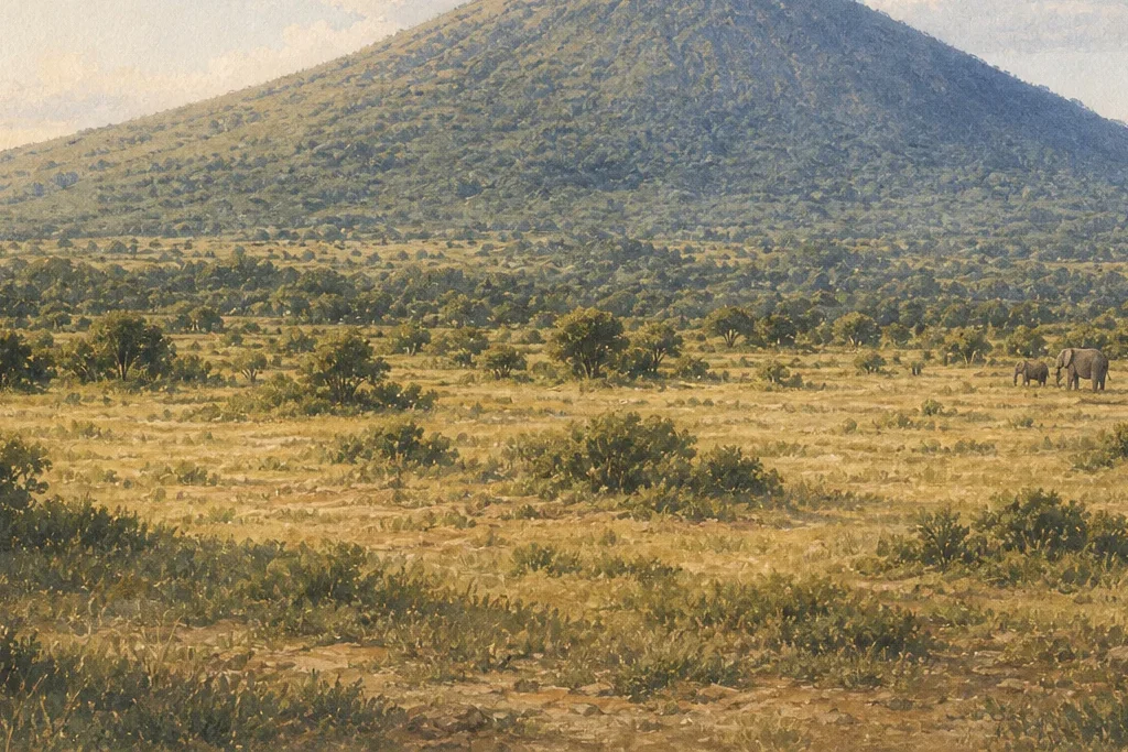Highland landscape photography planning artwork for Marsabit National Park