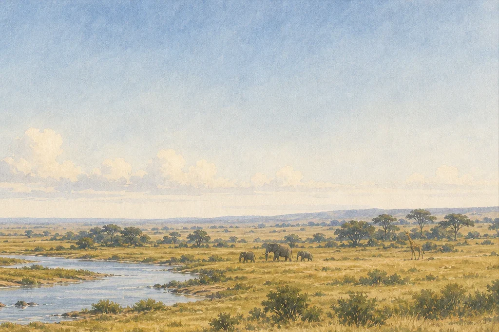 Birding and habitat observation planning artwork for Masai Mara National Reserve