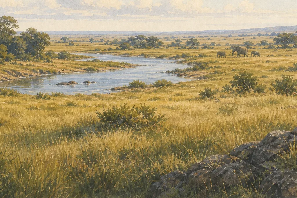 Landscape photography planning artwork for Masai Mara National Reserve