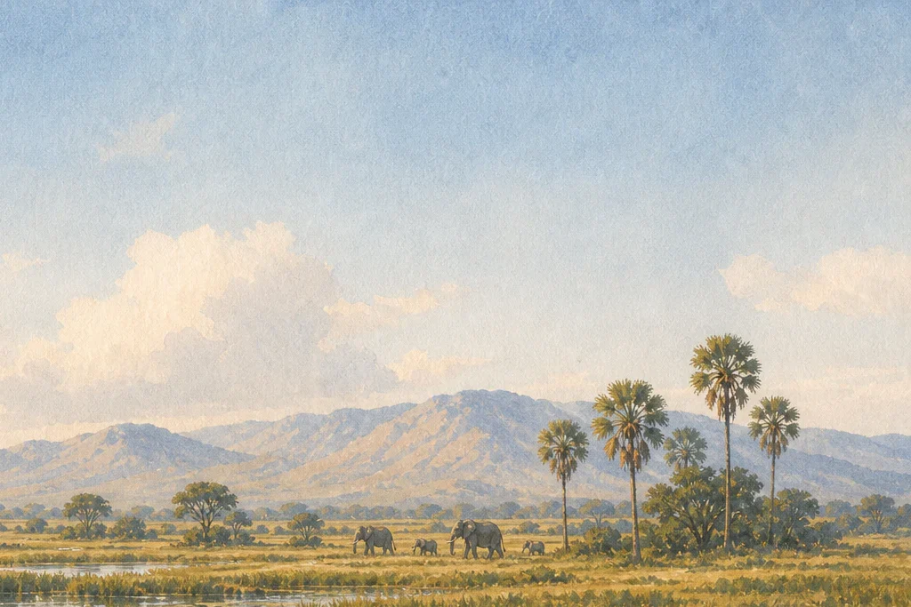 Birding and habitat observation planning artwork for Meru National Park