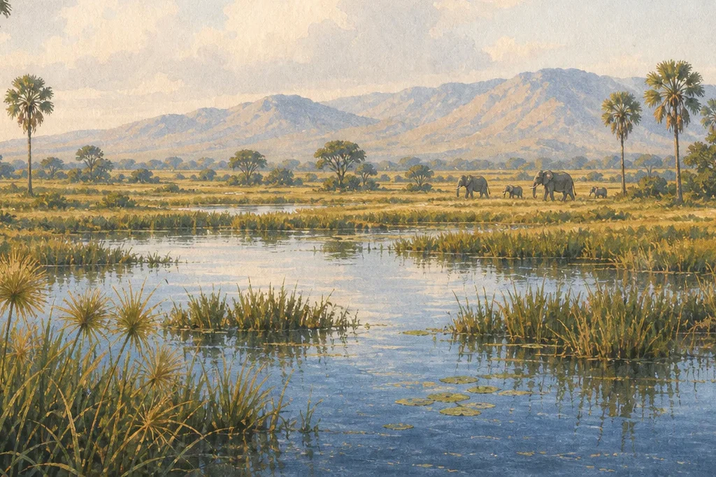 Landscape photography planning artwork for Meru National Park