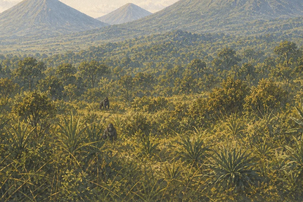 Primate and canopy observation planning artwork for Mgahinga Gorilla National Park