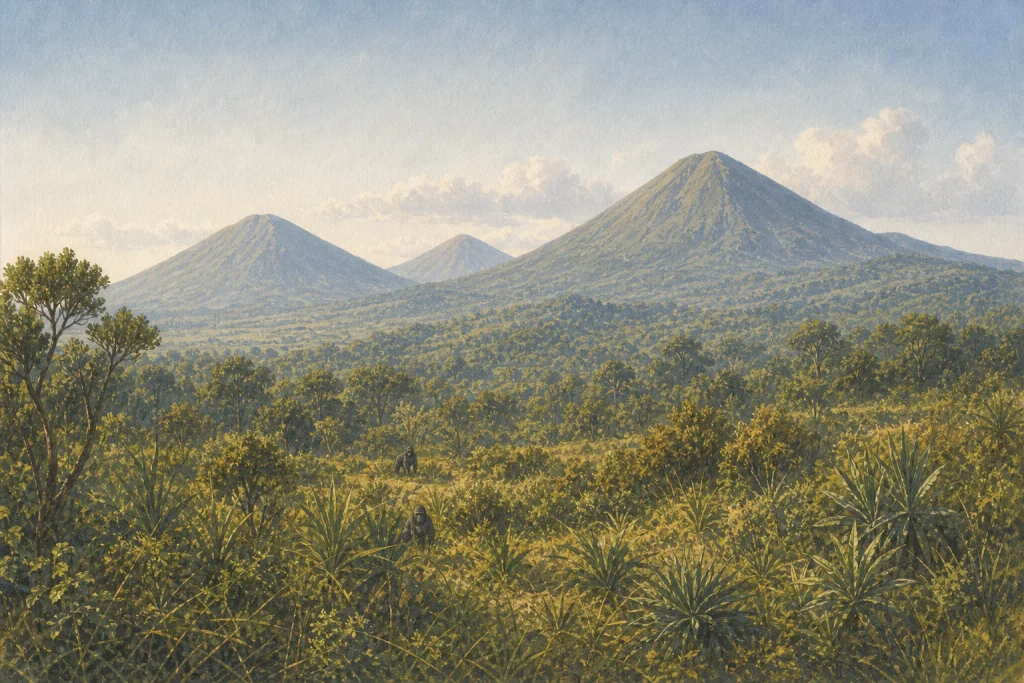 Mgahinga Gorilla National Park habitat and landscape artwork