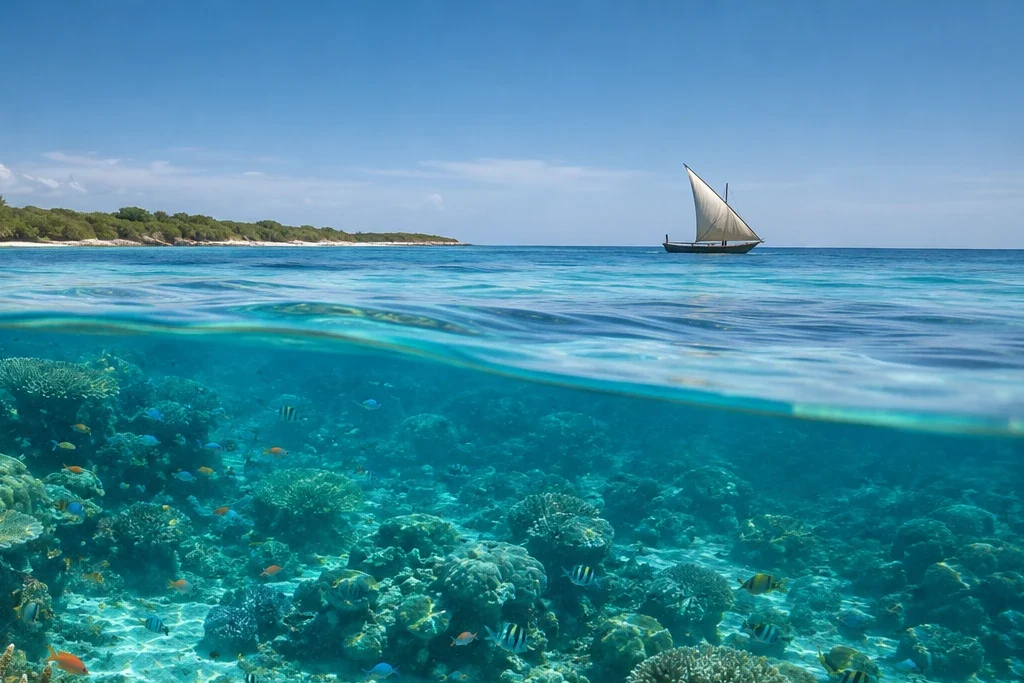 Marine wildlife observation planning artwork for Mombasa Marine National Park
