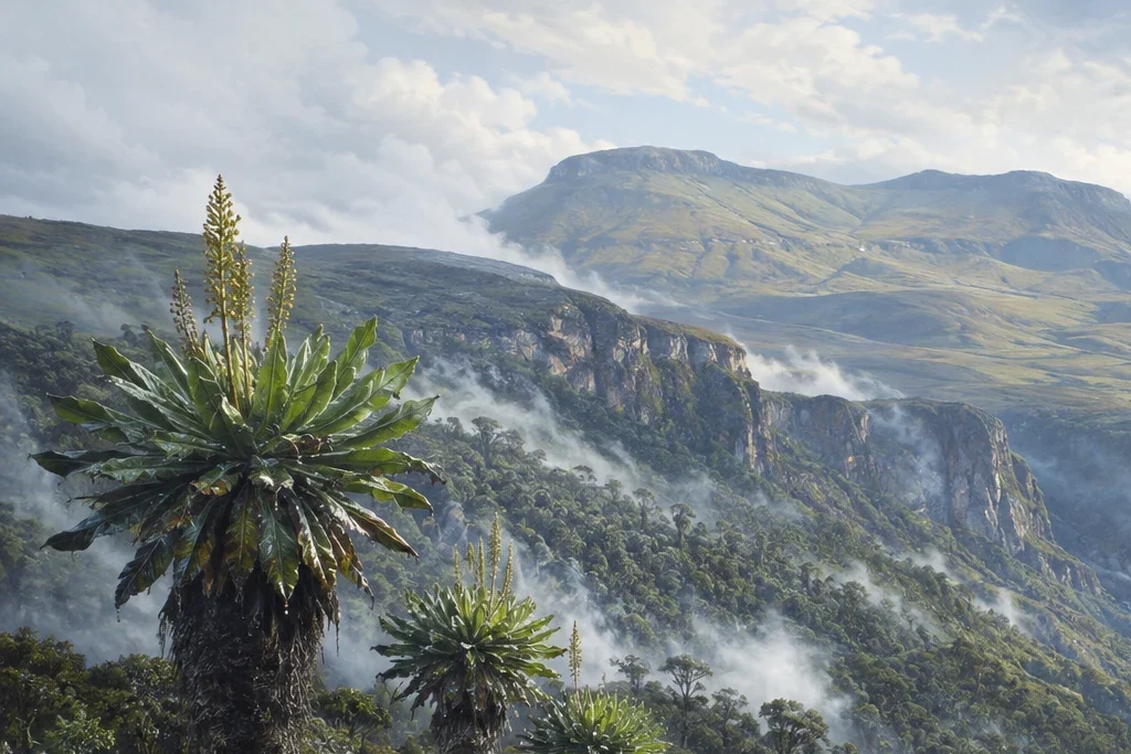 Guided mountain or escarpment trail planning artwork for Mount Elgon National Park