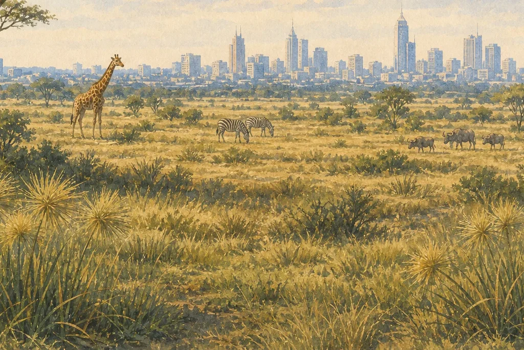 Landscape photography planning artwork for Nairobi National Park