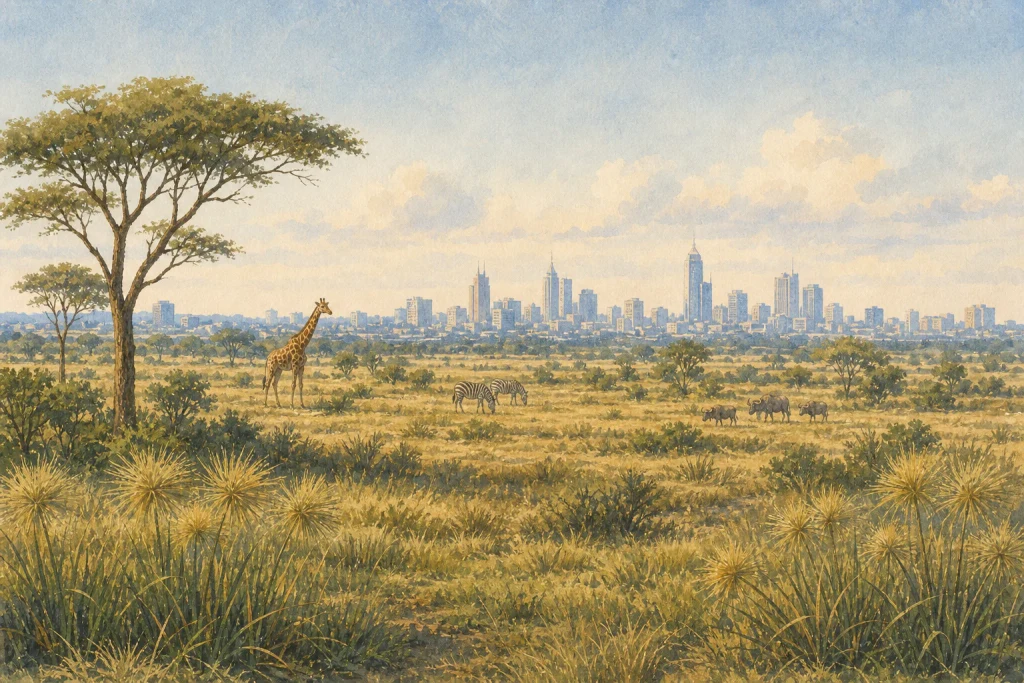 Nairobi National Park habitat and landscape artwork