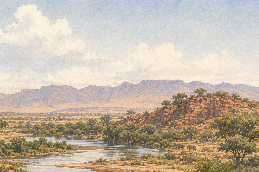 Birding and habitat observation planning artwork for Samburu National Reserve