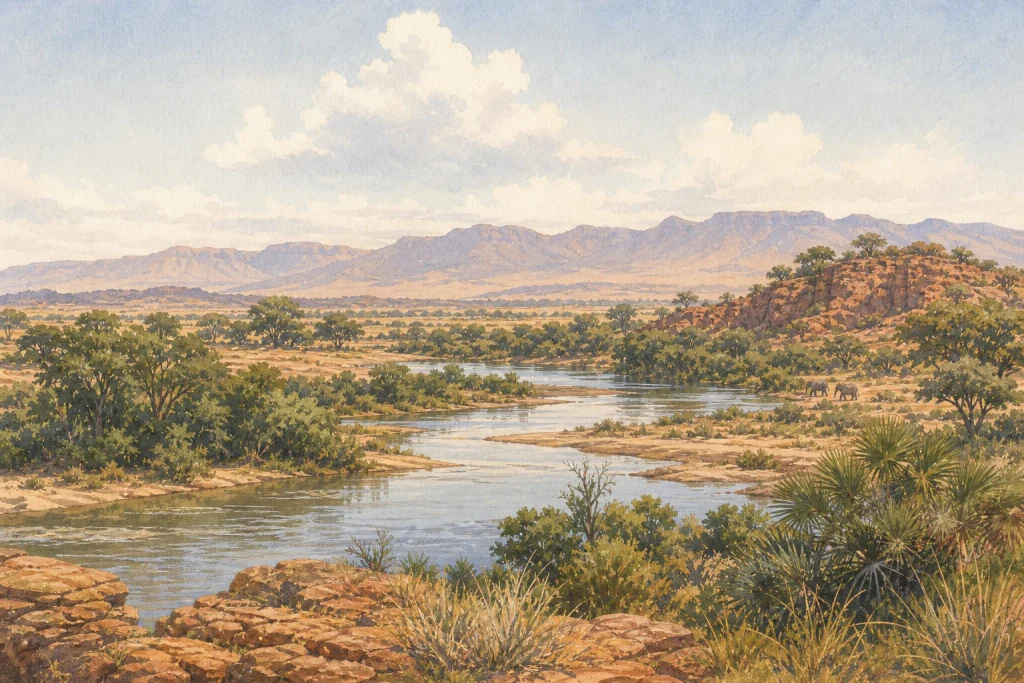 Samburu National Reserve habitat and landscape artwork
