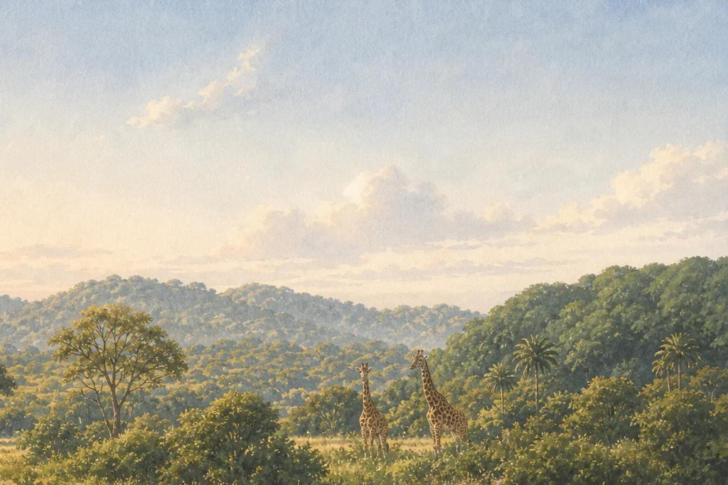 Birding and habitat observation planning artwork for Shimba Hills National Reserve