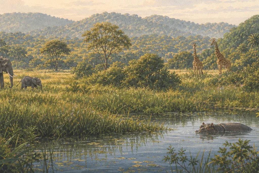 Landscape photography planning artwork for Shimba Hills National Reserve
