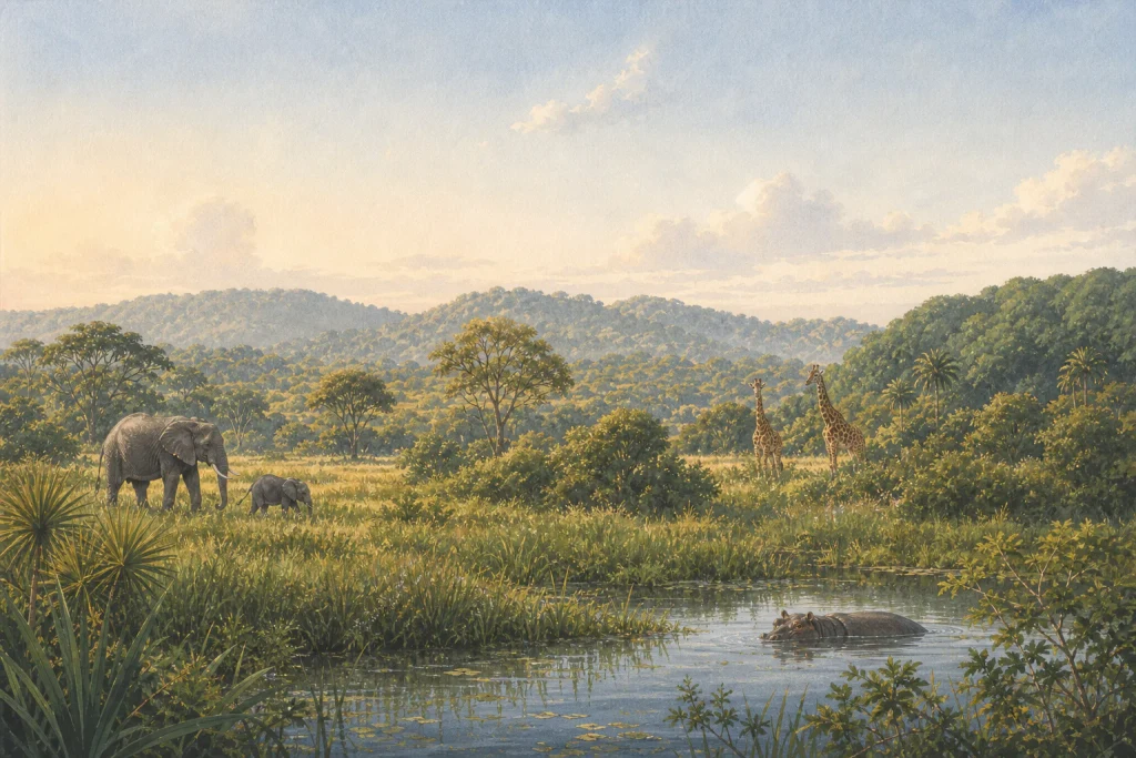 Shimba Hills National Reserve habitat and landscape artwork