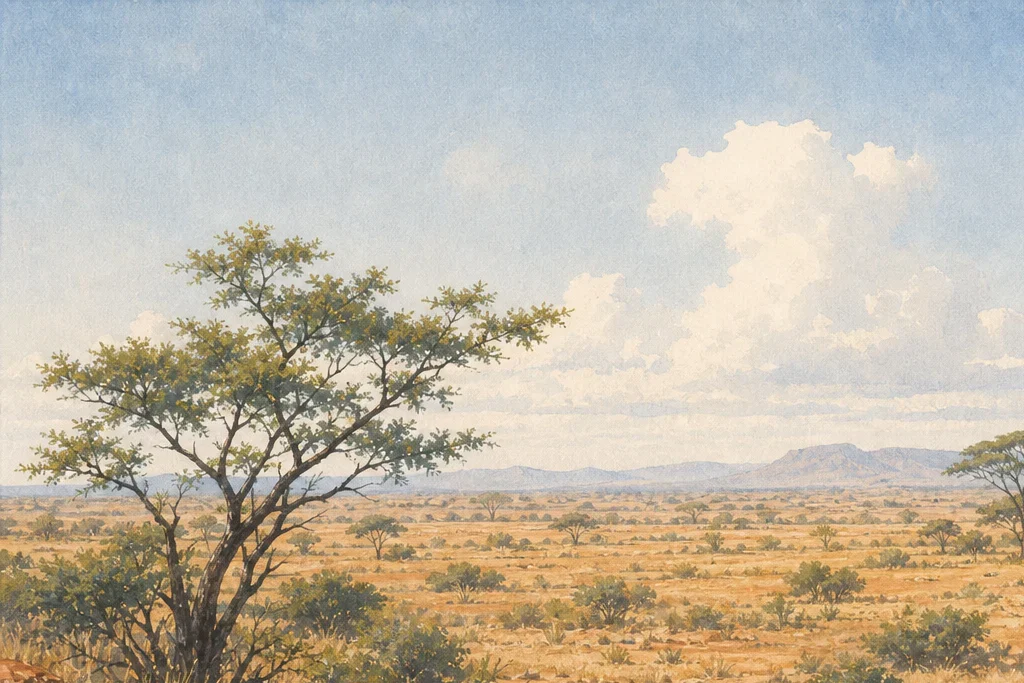Guided wildlife drive planning artwork for Tsavo East National Park