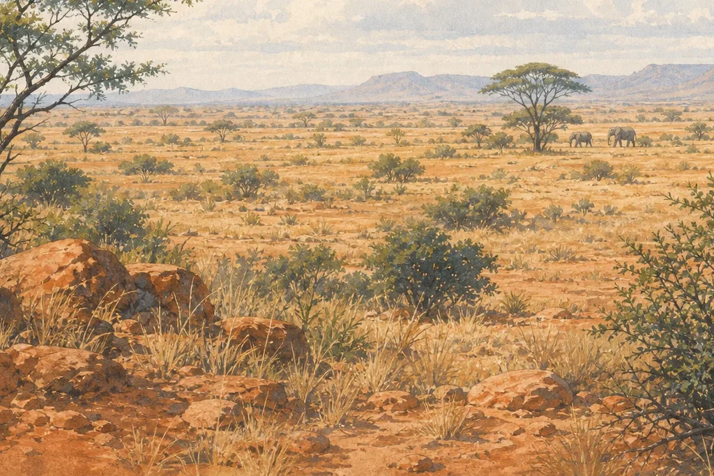 Landscape photography planning artwork for Tsavo East National Park