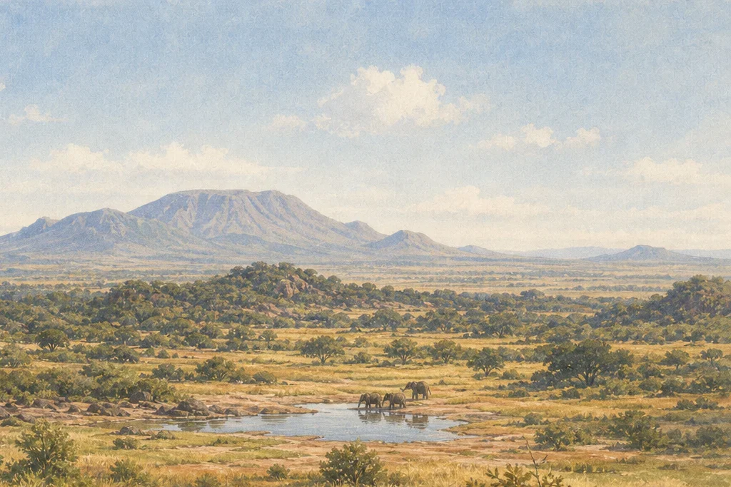 Birding and habitat observation planning artwork for Tsavo West National Park