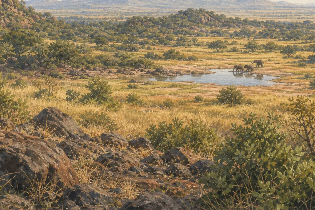 Landscape photography planning artwork for Tsavo West National Park