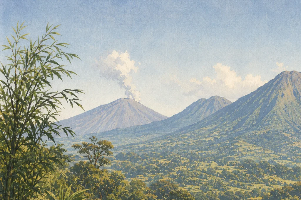 Guided forest walk planning artwork for Volcanoes National Park