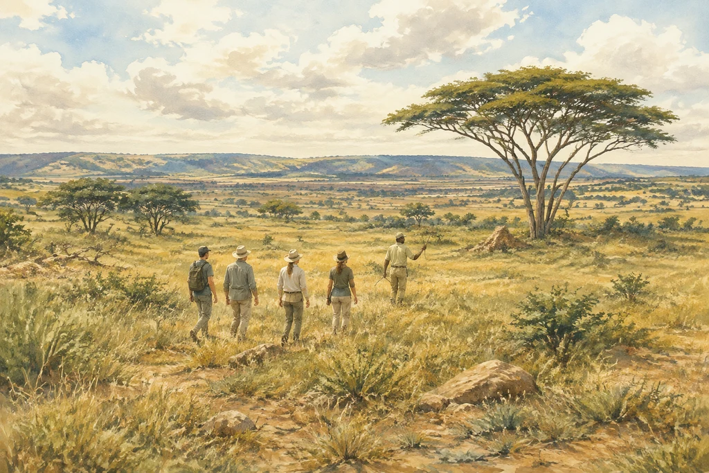Walking with a concession guide in Grumeti Game Reserve: illustrative landscape