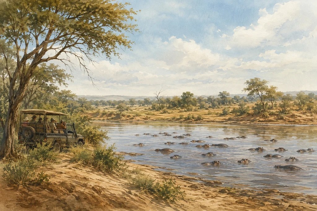 Watching the hippo pools in Katavi National Park: illustrative landscape