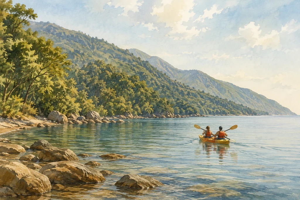 Kayaking on Lake Tanganyika in Mahale Mountains National Park: illustrative landscape