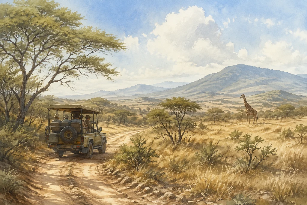 A dry-country game drive in Mkomazi National Park: illustrative landscape