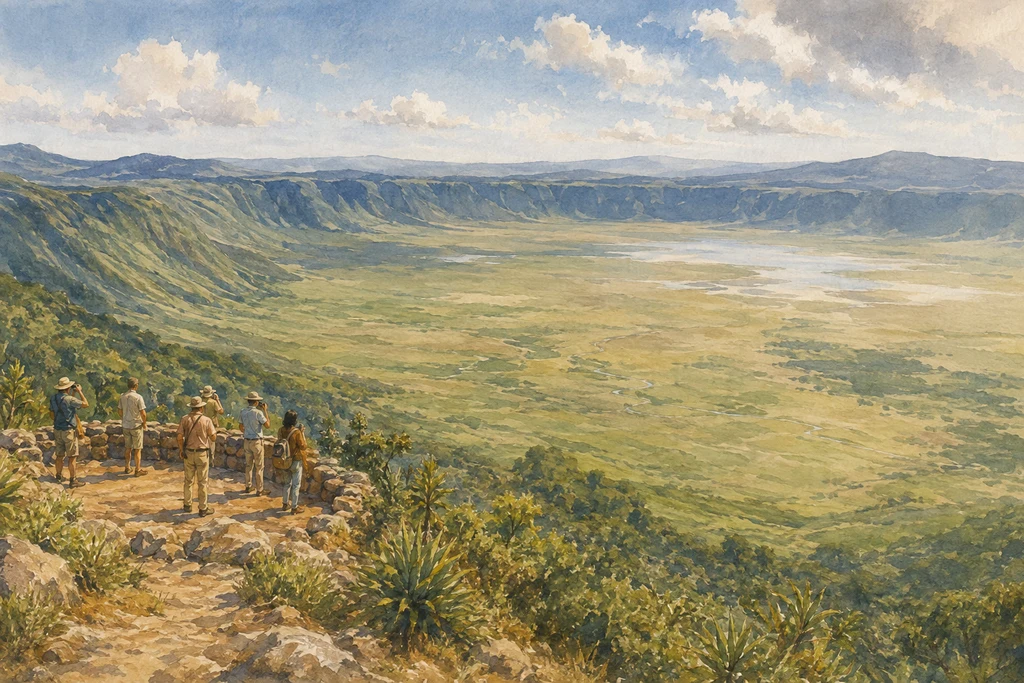 A view from the crater rim in Ngorongoro Crater: illustrative landscape