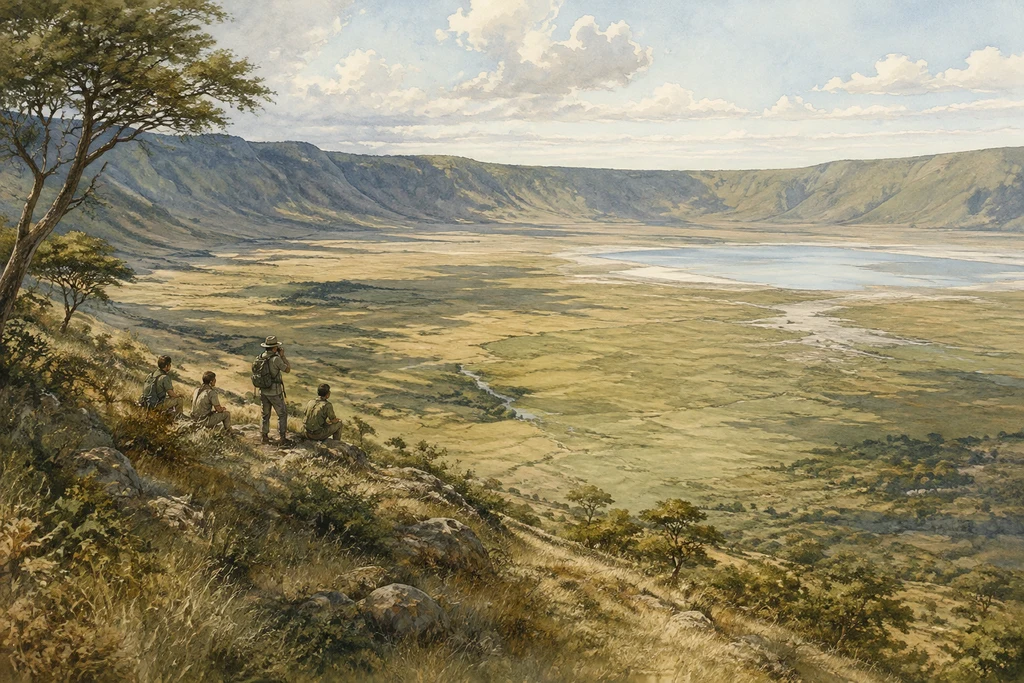 Ngorongoro Crater habitat illustration
