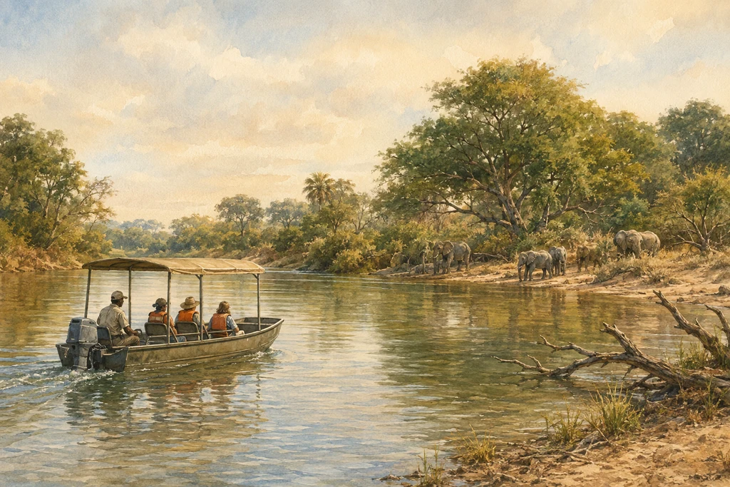 A Rufiji River boat safari in Nyerere National Park: illustrative landscape