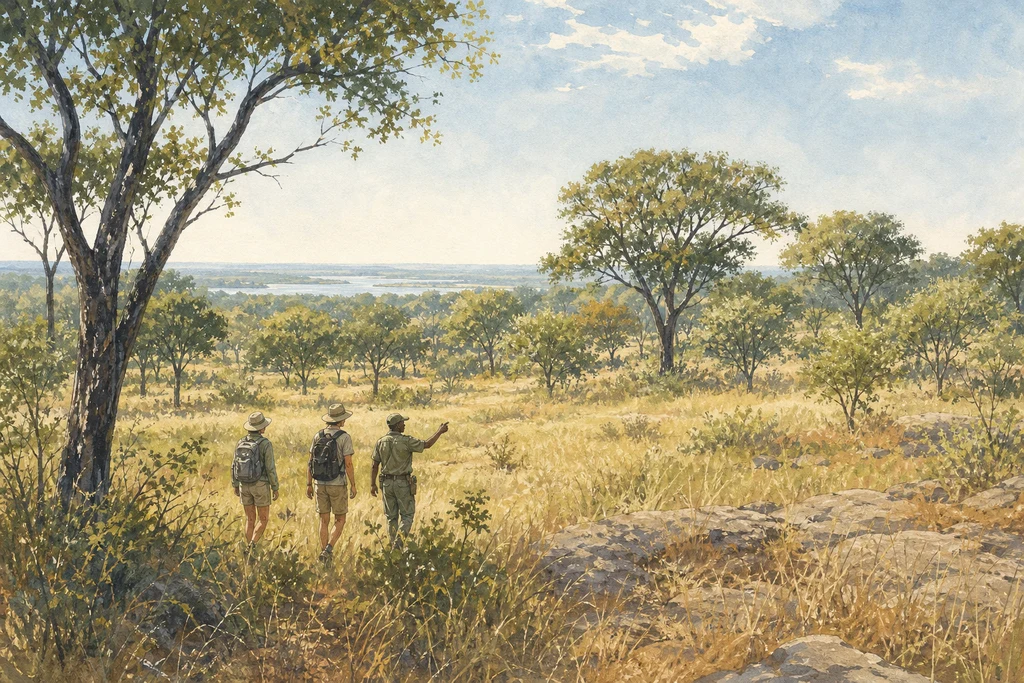 A guided bush walk in Nyerere National Park: illustrative landscape