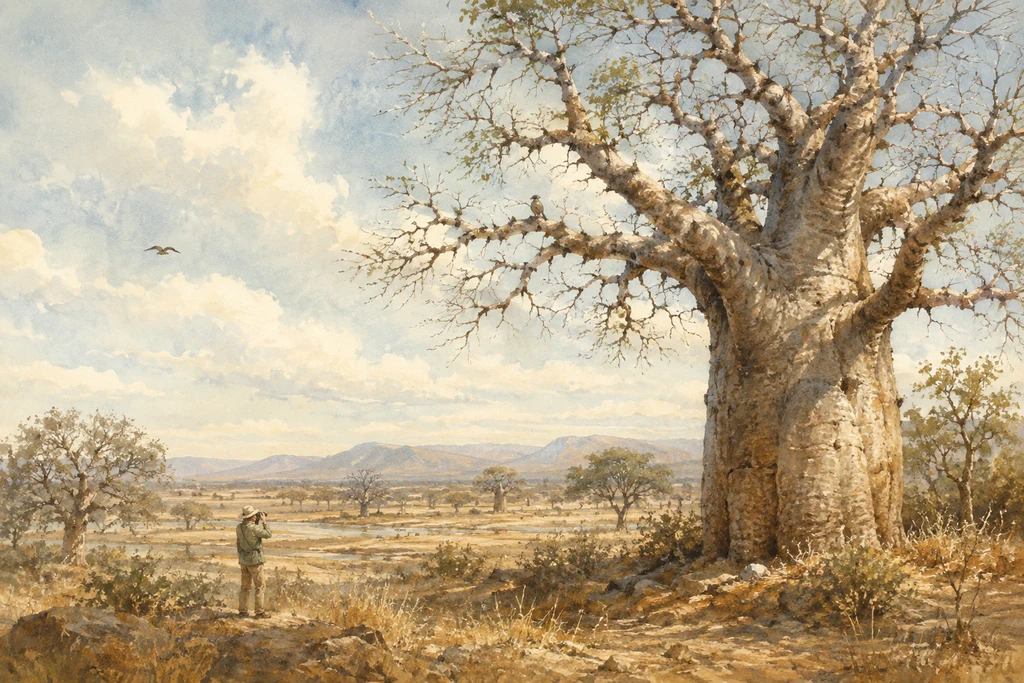Birding in baobab and woodland country in Ruaha National Park: illustrative landscape