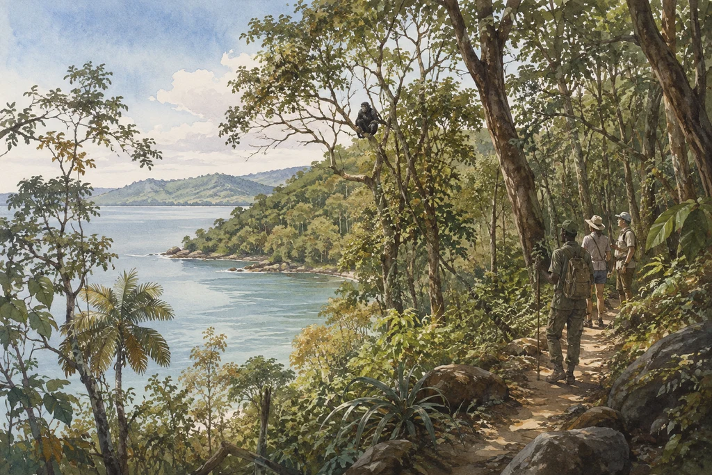A forest chimpanzee experience in Rubondo Island National Park: illustrative landscape
