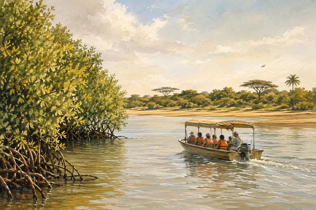 A Wami estuary boat safari in Saadani National Park: illustrative landscape