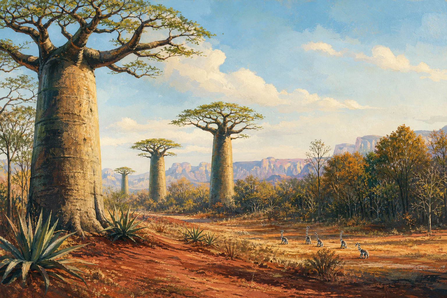 Madagascar baobab and dry forest landscape