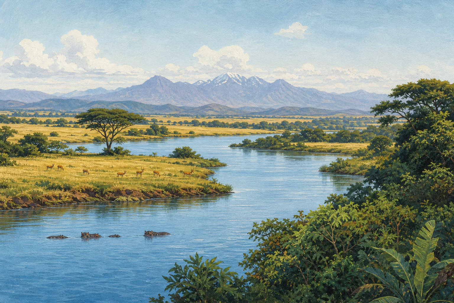 Ugandan channel, savannah, and highlands